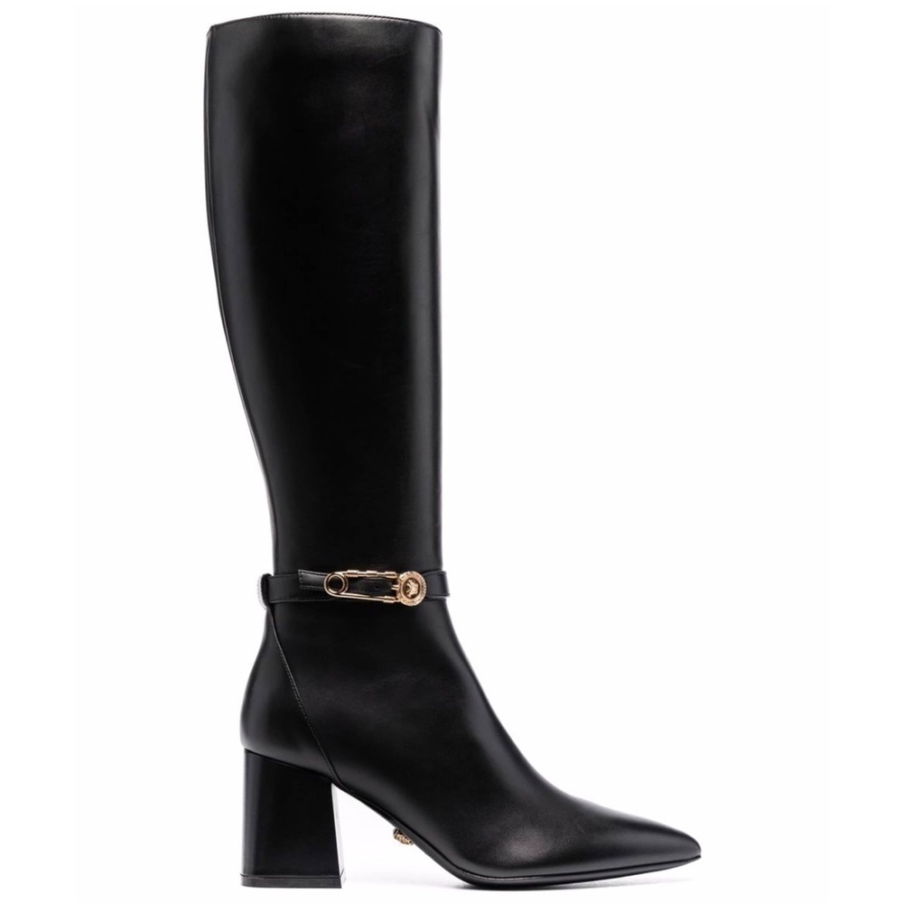 Versace Safety Pin Knee High Boots
